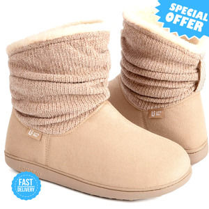 BRAND NEW LongBay Women's Warm Chenille Knit Bootie Slippers